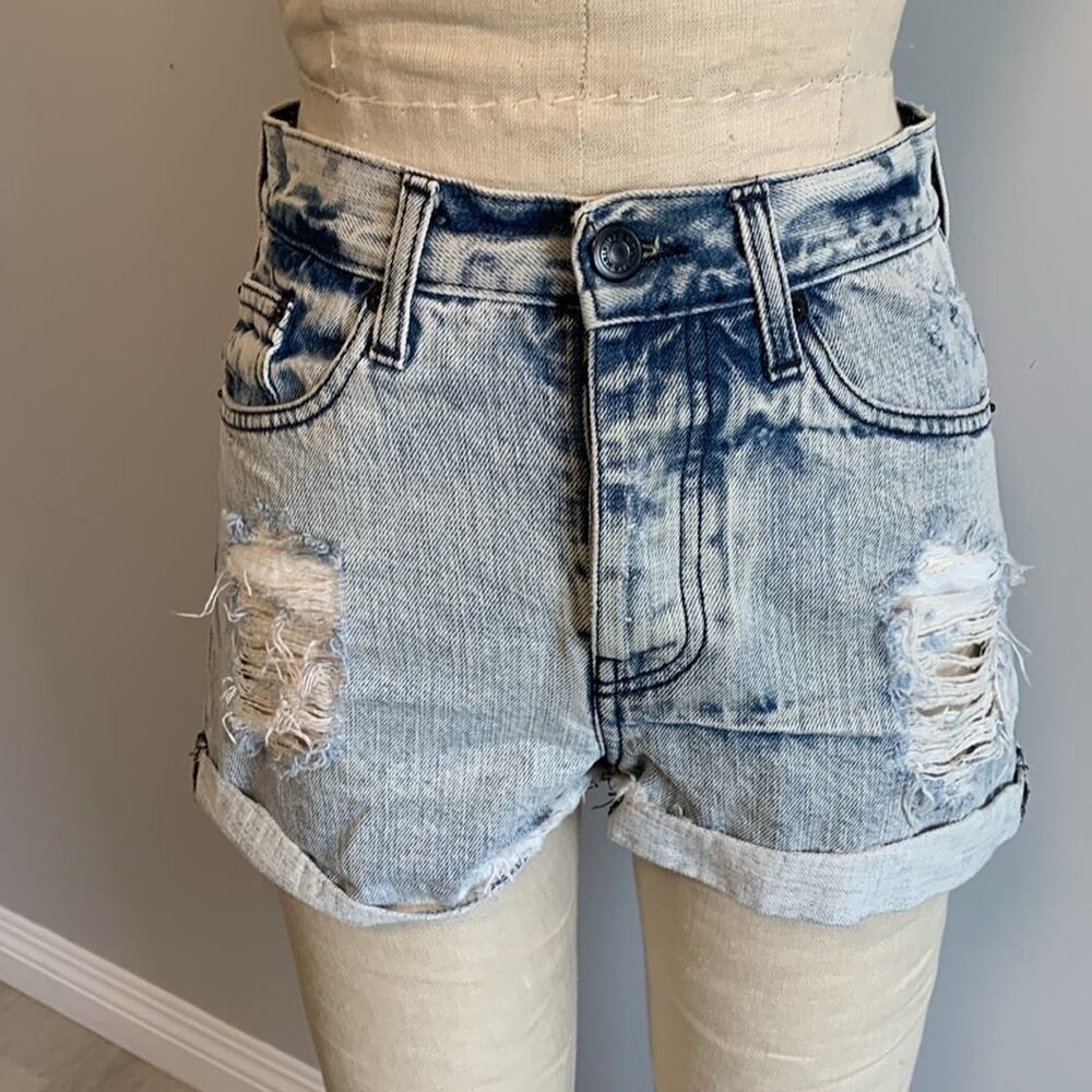 Melville Cut-Off Denim Shorts Jorts Jean Shorts Destroyed Women’s Small Italy - Picture 9 of 10